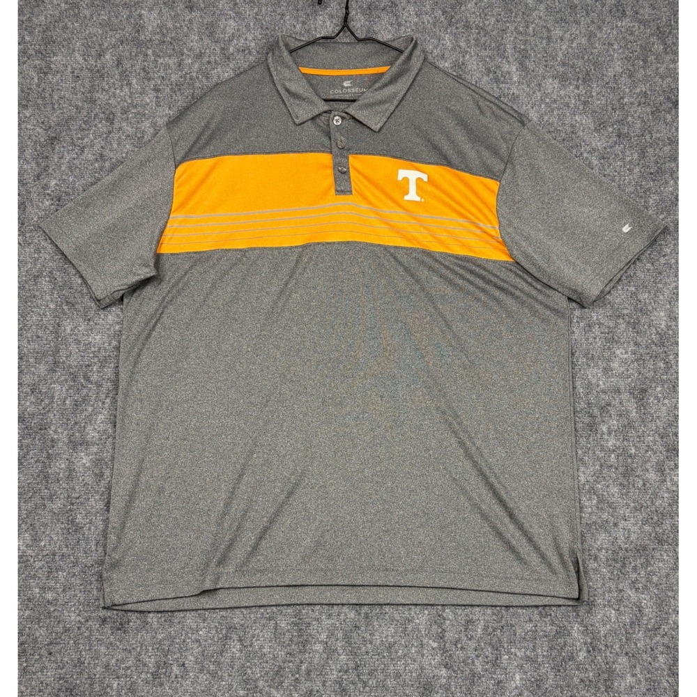 Colosseum Tennessee Volunteers Mens XXL Polo Shirt Gray Orange NCAA Vols T Logo